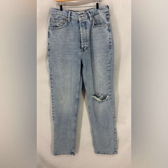 Free People The Lasso Straight Leg Jeans Distressed Light Wash Women Size 28 - Picture 2 of 9